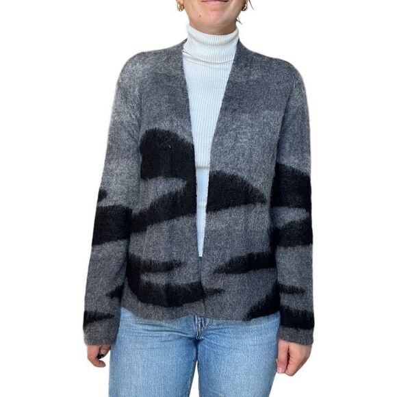 Eileen Fisher Sweaters - Eileen Fisher Gray Brushed Alpaca Mohair Cardigan Sweater Open Front Size Medium